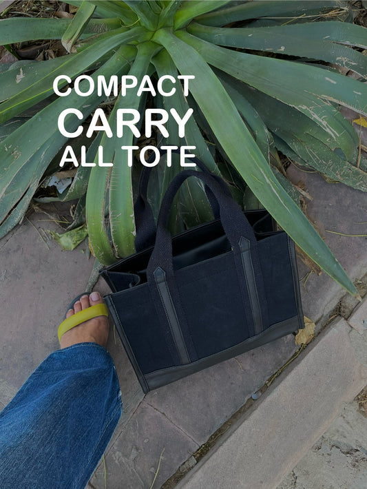 Black on Black Compact Carry All Tote
