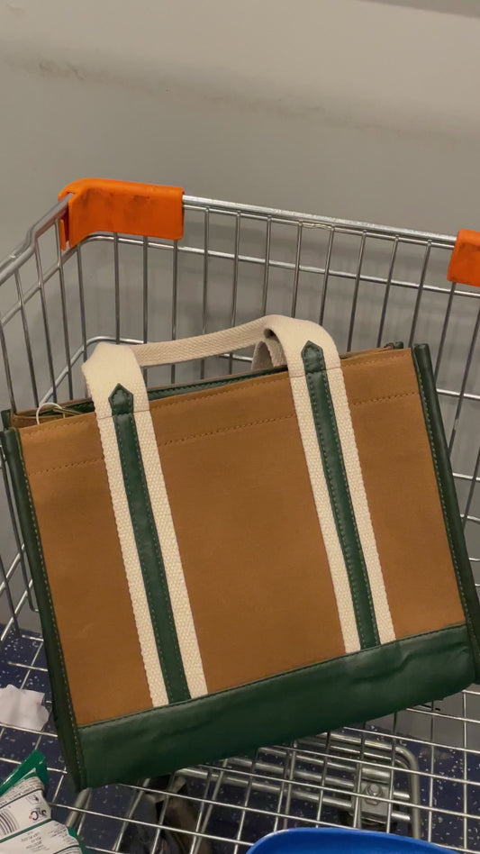 Pine on Almond Compact Carry All Tote